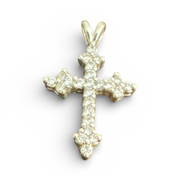 Jewelry - Elegant Cubic Zirconia Silver Cross Pendant